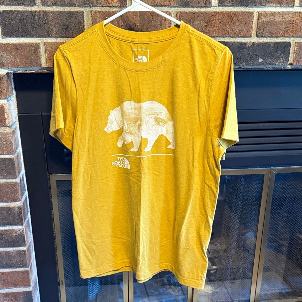 EUC The North Face Mustard Bear Tee